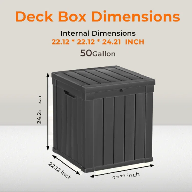 WORACO 22.13'' W 50 Gallons Water Resistant Resin Lockable Deck Box