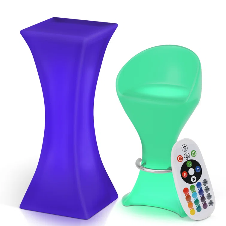 LED Light Up Bar Stool and Table Variable Chair Color Suitable for Bars