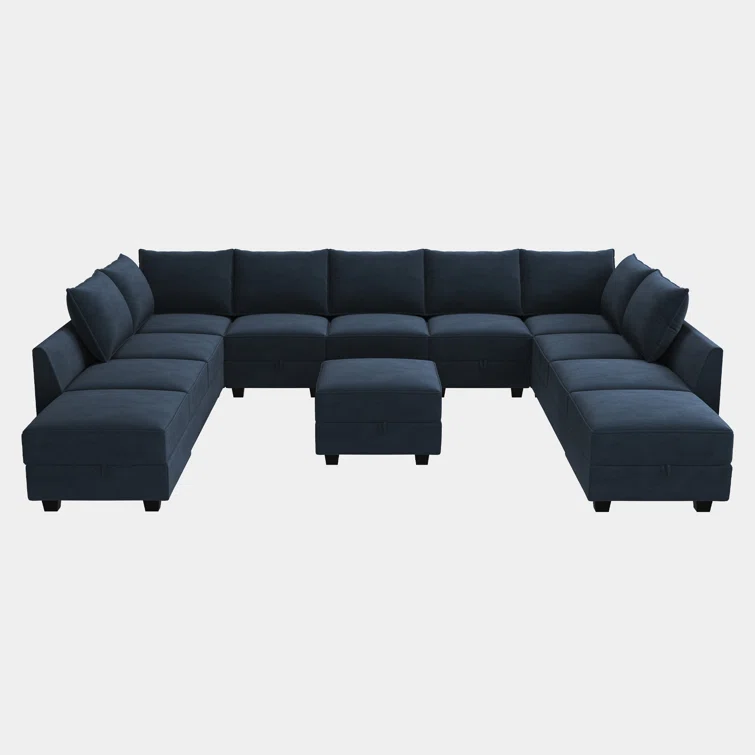 Kandle Modular Upholstered Velvet Chaise Sectional Sofa