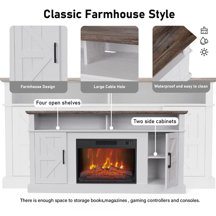 Boyle 58'' Media Console TV Stand With Fireplace
