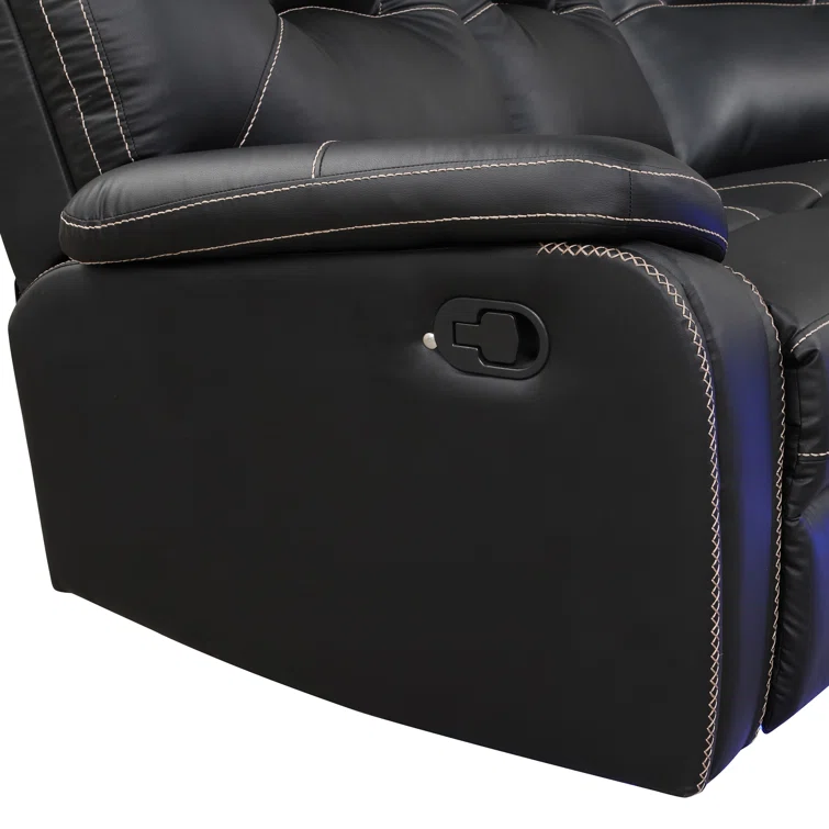 Yaniah Manual Reclining Sectional Sofa Set with LED Strips and Cup Holders