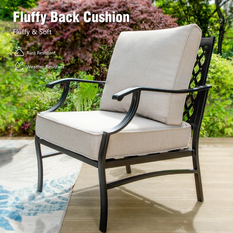 Asfand 5-7- Person Patio Conversation Set with Optional Ottoman