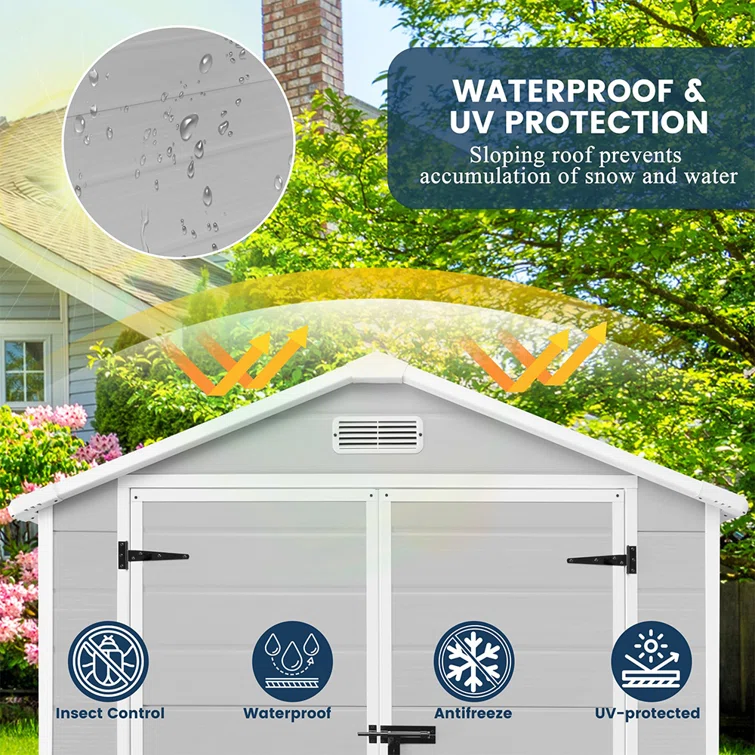 6' x 4' Resin Outdoor Storage Shed with Lockable Door & Air Vent, Garden/Backyard/Pool Tool Shed
