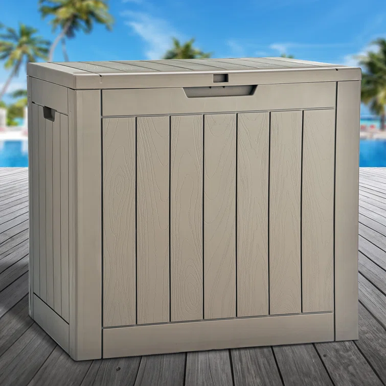 Edrosie Inc 22'' W 32 Gallons Water Resistant Resin Lockable Deck Box