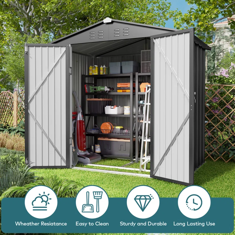 Lockable 6 ft. W x 4 ft. D Metal Storage Shed