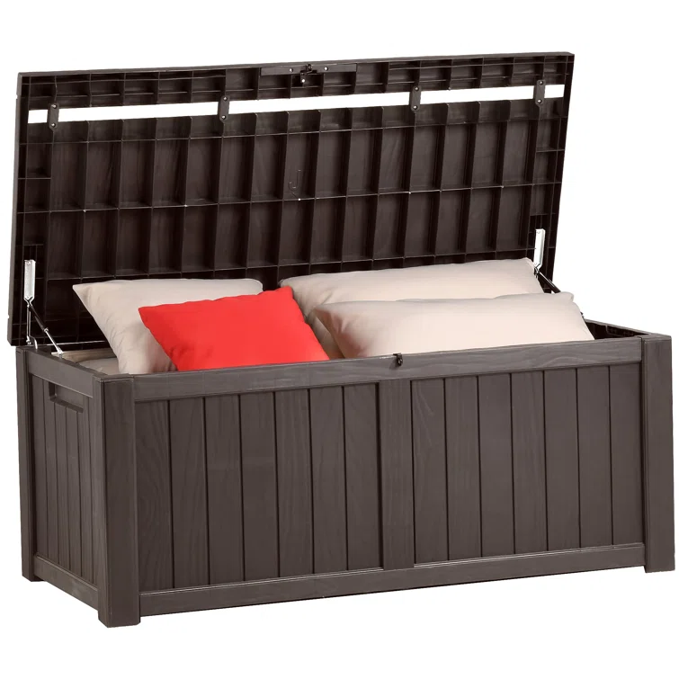Underyr 55.3'' W 120 Gallons Water Resistant Resin Lockable Deck Box