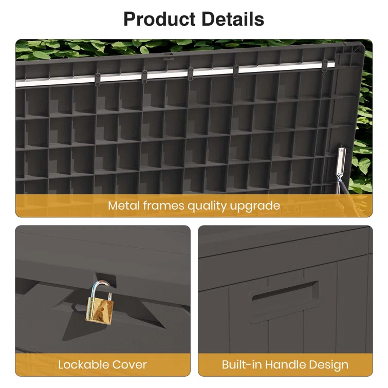 100 Gallons Water Resistant Resin Lockable Deck Box