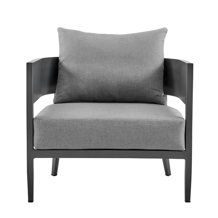 Elza 4 Piece Outdoor Conversation Set in Dark Gray Aluminum with Cushions