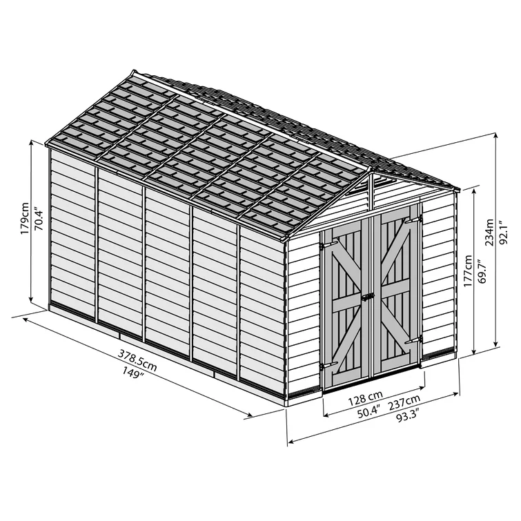 SkyLight 7 ft. 8 in. W x 12 ft. 4 in. D Plastic Storage Shed
