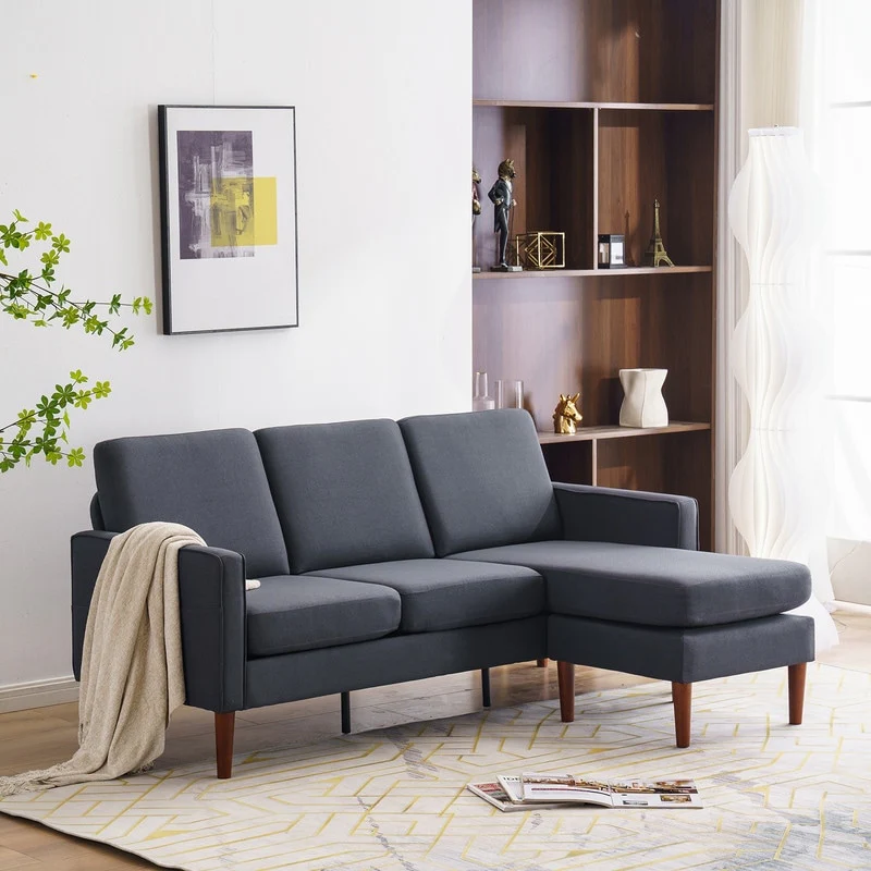 71.65 W. Linen American Armrest 3 Persons With Concubine Pedal Indoor Modular Sofa in Beige