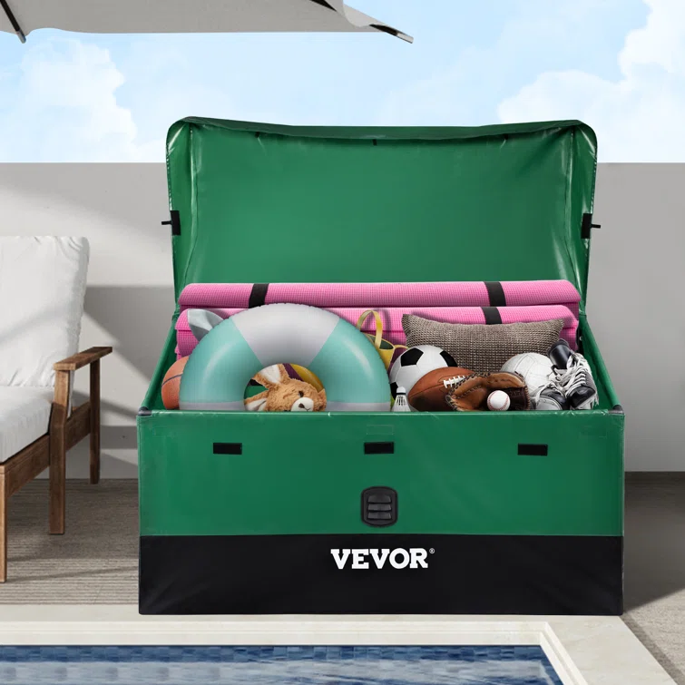 VEVOR 48'' W 100 Gallons Water Resistant Polyethylene Plastic Deck Box in Green/Black