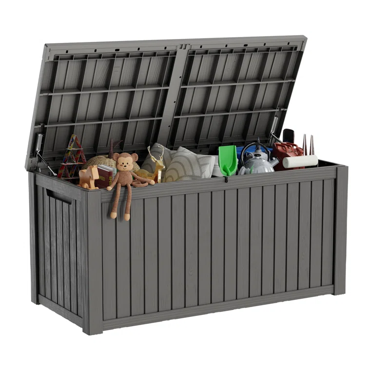LeHom 60.8'' W 150 Gallons Water Resistant Resin Lockable Deck Box