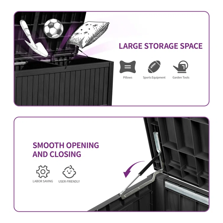 YITA 150 Gallon Large Outdoor Storage Deck Box with Built-in Divider