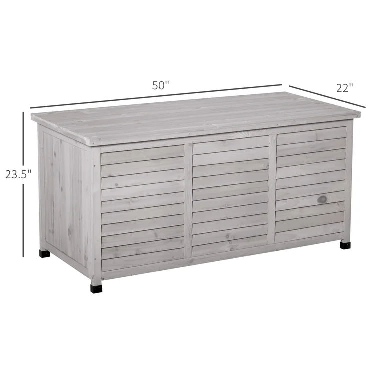 Outsunny 75 Gallon Water Resistant Fir Solid Wood Deck Box in Gray