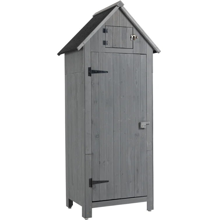 30.3”L X 21.3”W X 70.5”H  Natural Outdoor Storage Cabinet Tool Shed