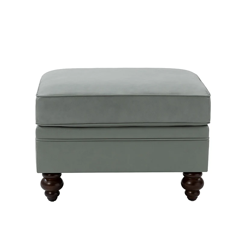 Basilio Contemporary Genuine Leather Ottoman for Living Room