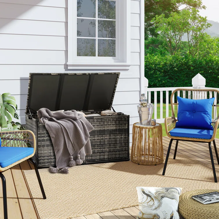 YITA 120 Gallon Outdoor Wicker Deck Box