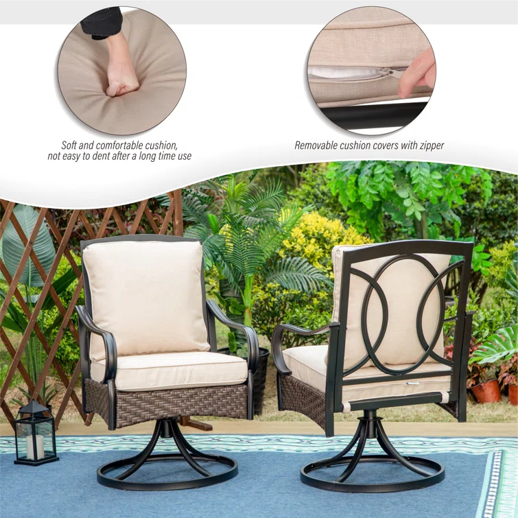 Bjartmar 6 - Person Outdoor Dining Set with Umbrella(Optional) & 6 Swivel Chairs