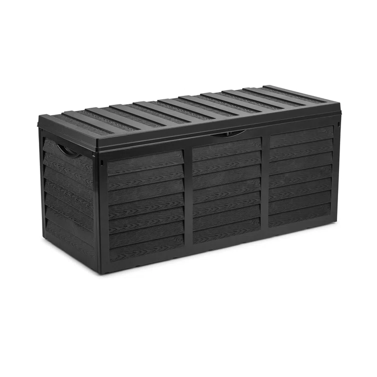 Rustic State 46'' W 84 Gallons Water Resistant Resin Lockable Deck Box with Wheels in Black
