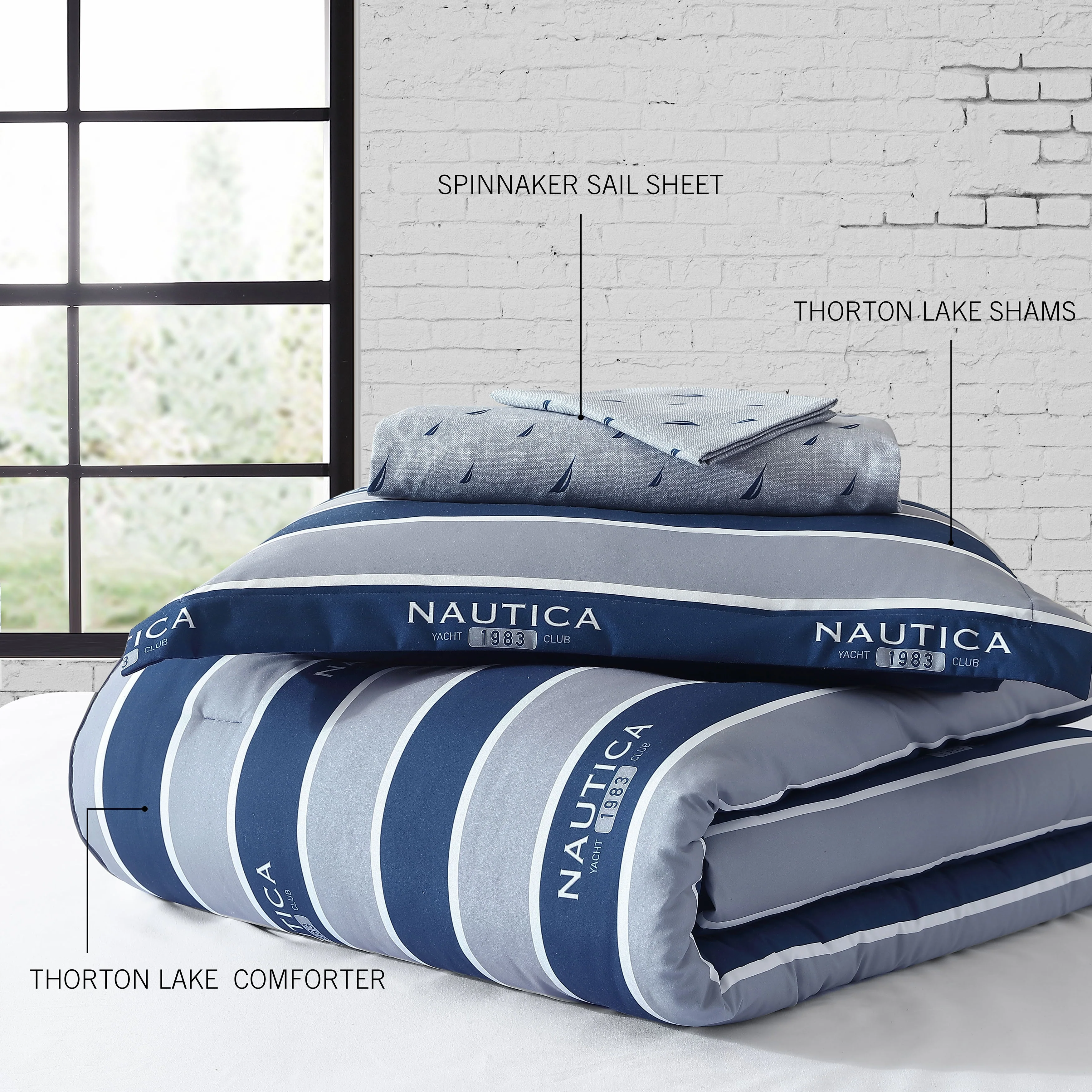 Nautica Thorton Lake Reversible Grey Multi-Piece Bed Set