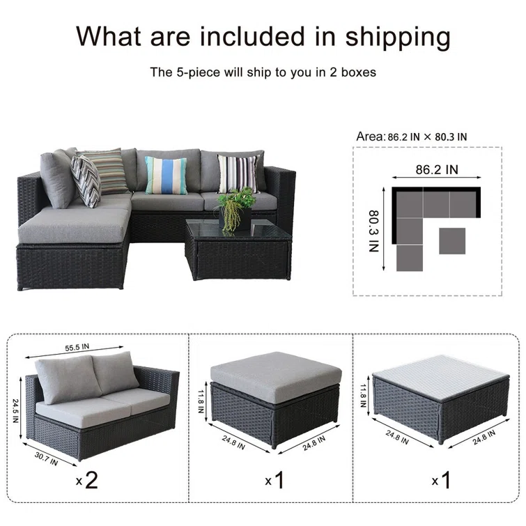 Sighmund 5 - Person Outdoor Seating Group with Cushions