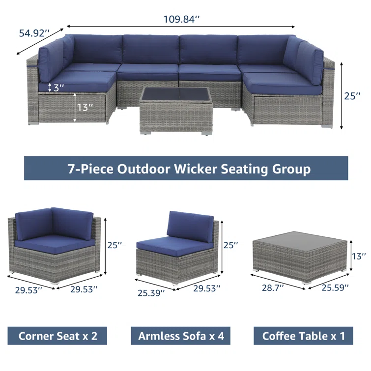 Azlyn 6 - Person Outdoor Seating Group with Cushions