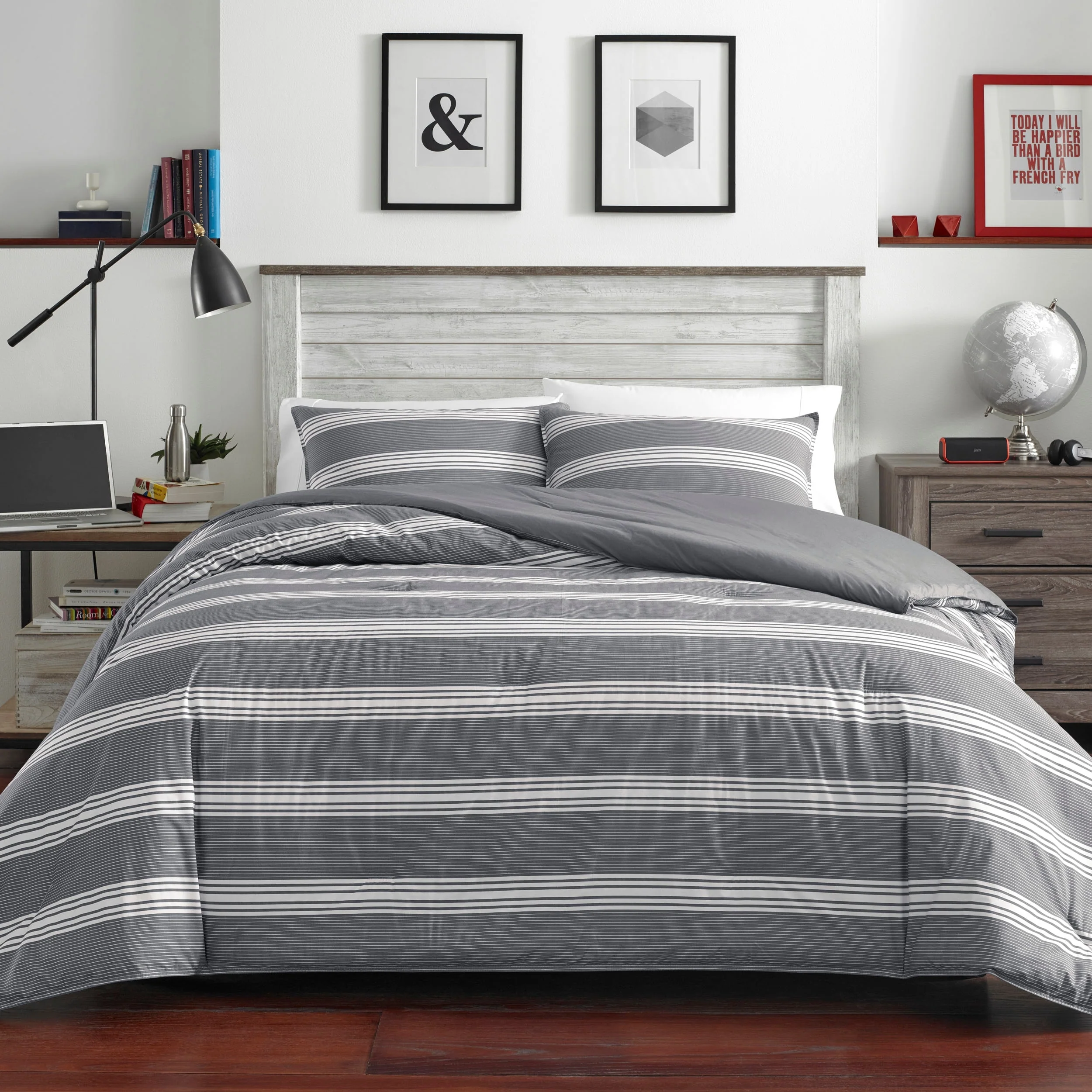 Nautica Craver Reversible Grey Cotton Comforter Set