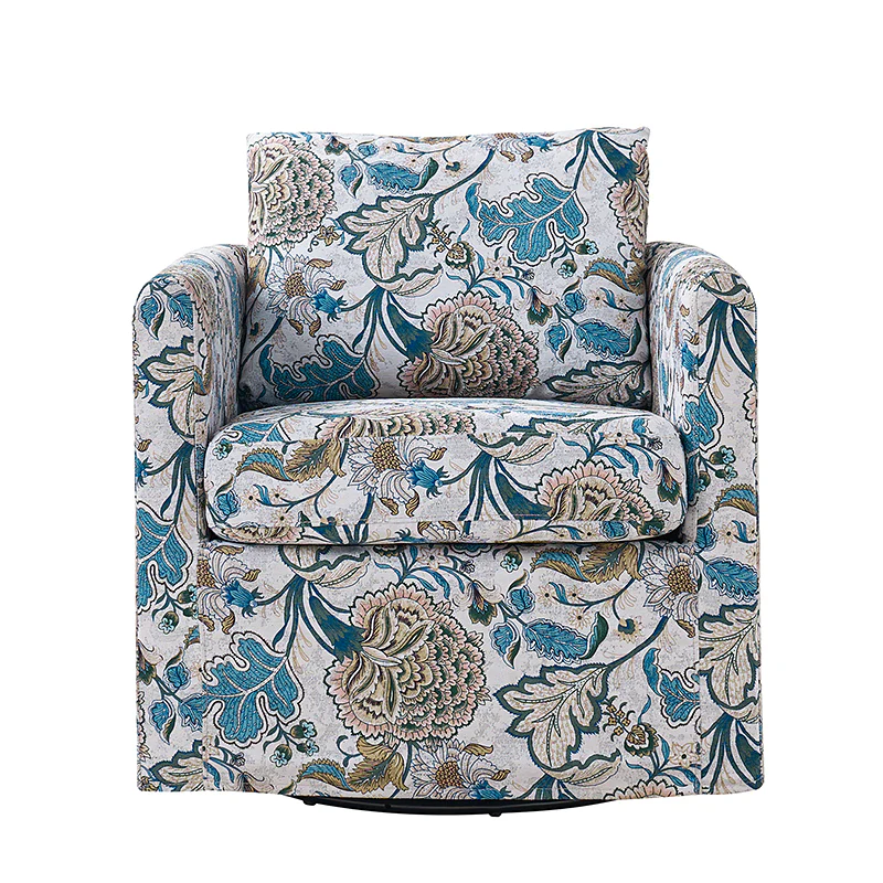 Claudius Upholstered Slipcovered Swivel Barrel Chair