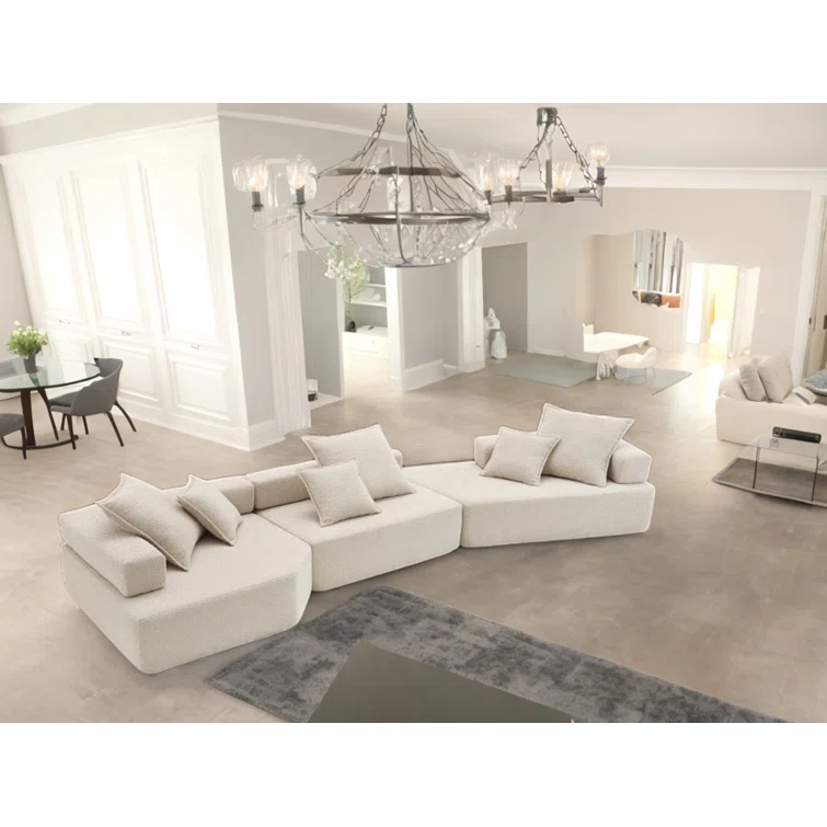 Luxury Oversized Modular Boucle Sofa Set, Convertible Sleeper Couch, Foam-filled Sofa Bed, 3-piece Free Combination For Living Room