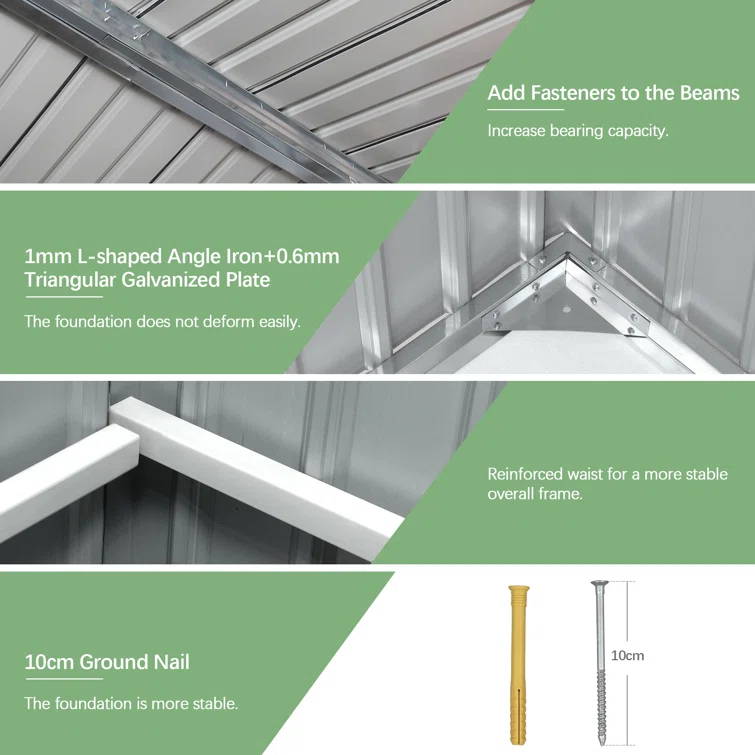 Outdoor 8 ft. W x 10 ft. D Metal Storage Shed