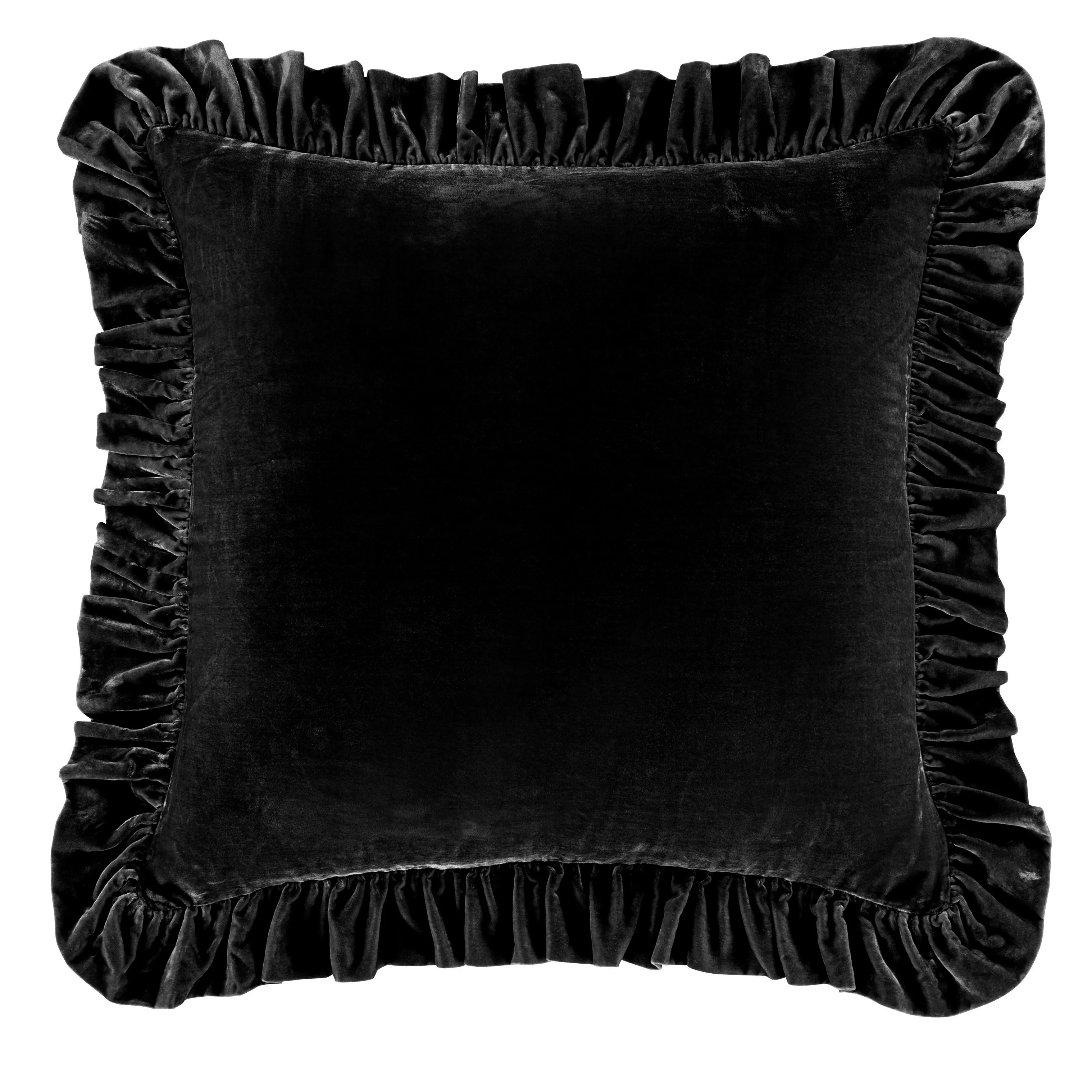 HiEnd Accents Stella Faux Silk Velvet Romantic Western Ruffled Euro Sham, 27