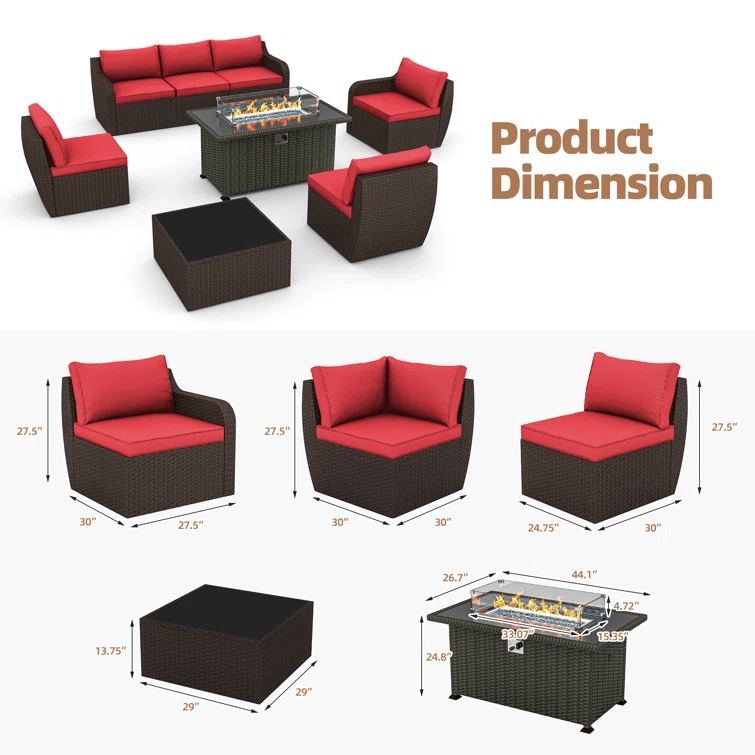 Cinnamin 6 - Person Outdoor Seating Group with Cushions