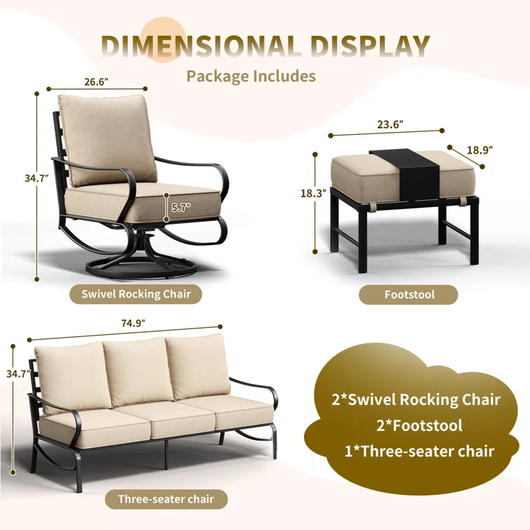 Charron 5 - Person Outdoor Seating Group with Cushions