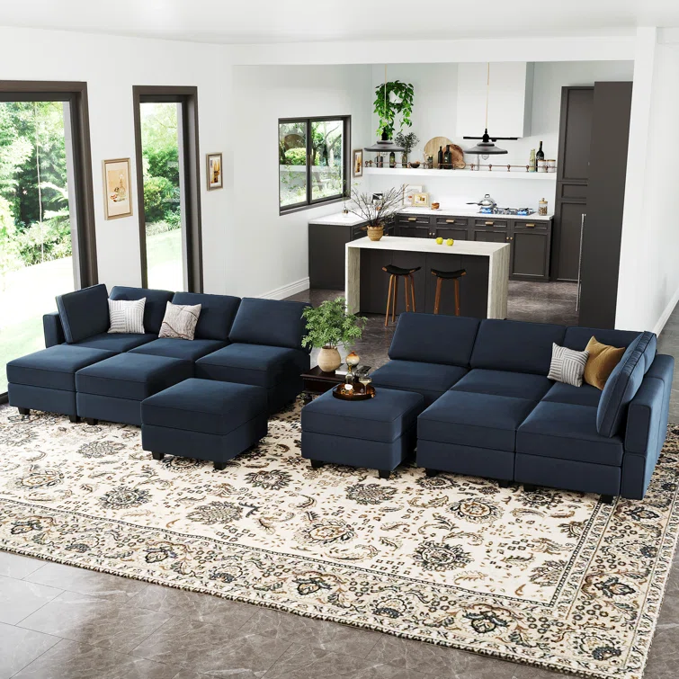 Wylodene 84.7 '' Wide Genuine Velvet Reversible Modular Corner Sectional