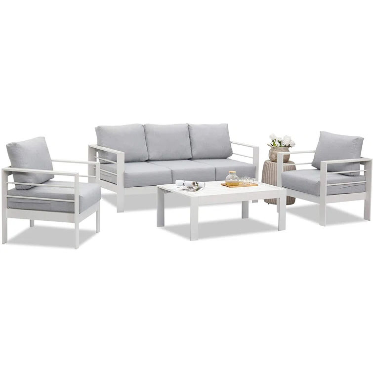 Brandtley 5-Person Metal Outdoor Seating Group With Cushions