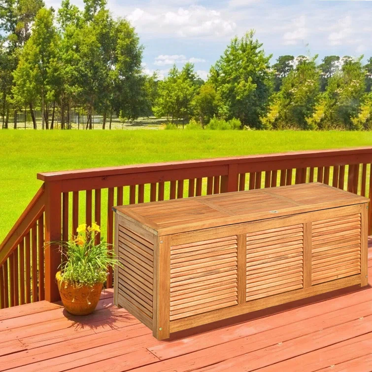 Calorful 47.5'' W 47 Gallons Solid Wood Acacia Storage Bench in Nature
