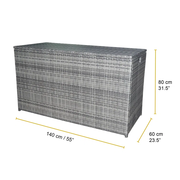 Teamson 55'' W 154 Gallons Water Resistant Wicker Deck Box in Gray