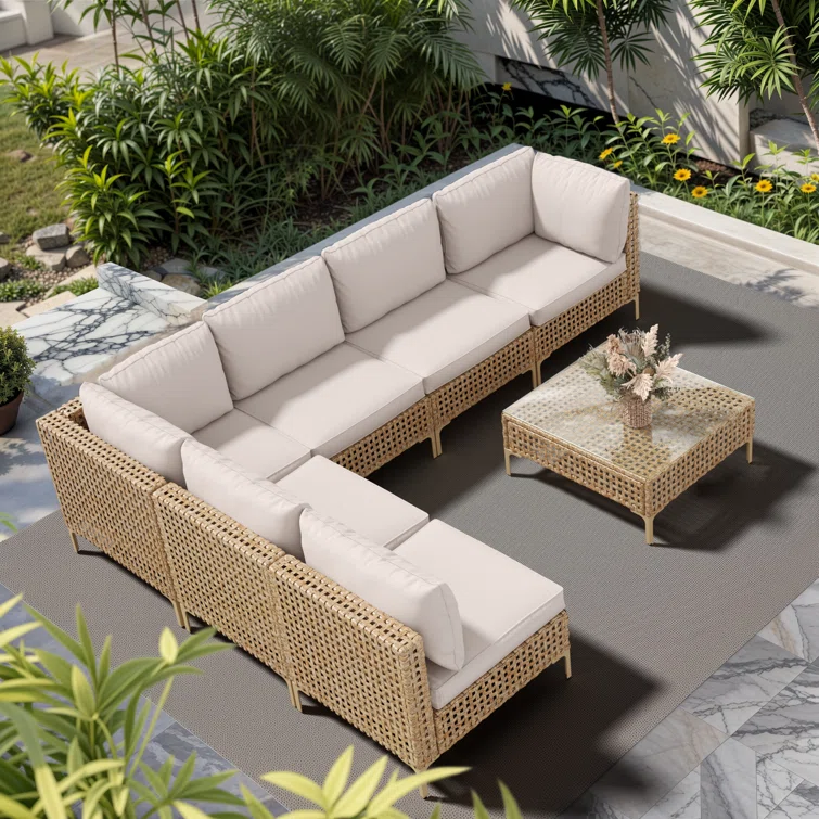 Keaghan 6 - Person Outdoor Seating Group with Cushions,Outdoor Conversation Set