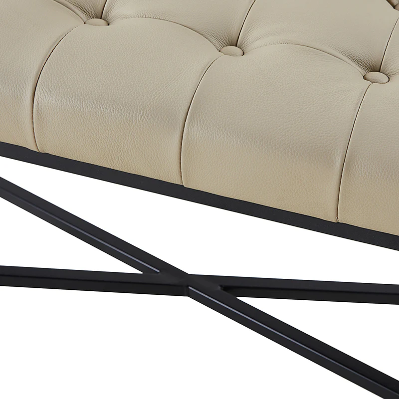 Arnold Versatile Elegance: Genuine Leather Bench with Button-Tufted Design