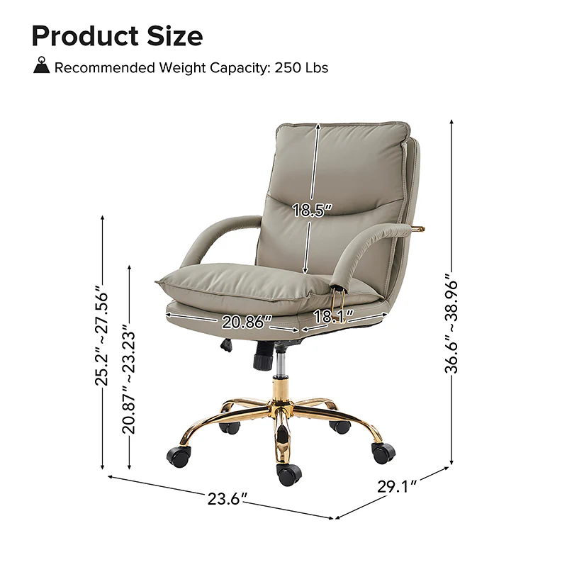 Sandy Waterproof PU Leather 360-Degree Swivel Office Chair