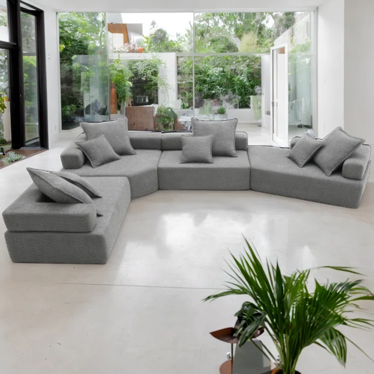 Luxury Sofa Boucle Oversized Modular U-shaped Sectional Sofa Convertible Sleeper Couch Sofa Bed