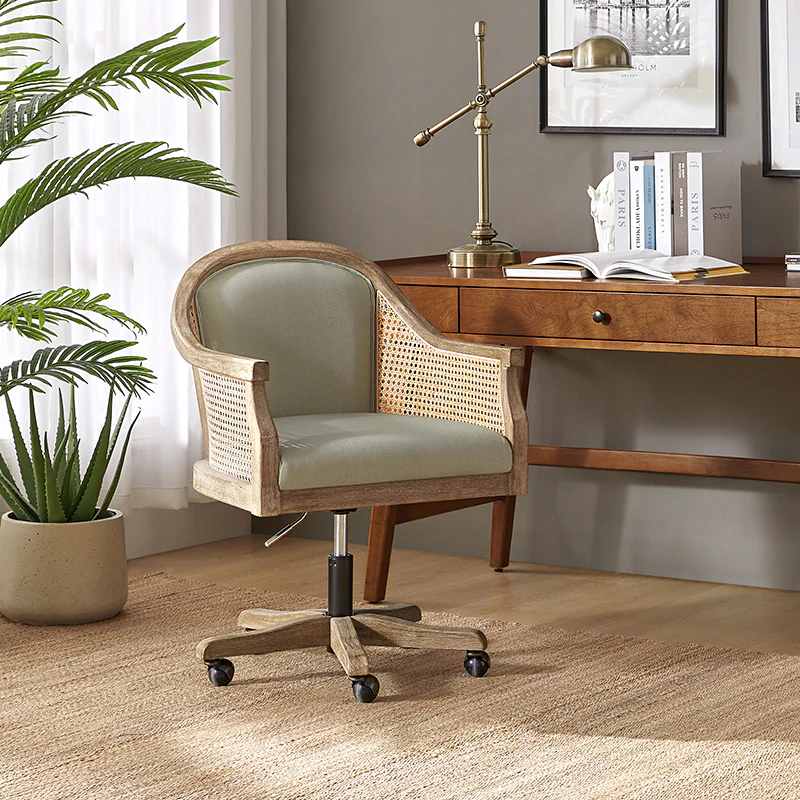 Audrey Task Accent Chair with Rattan Arms