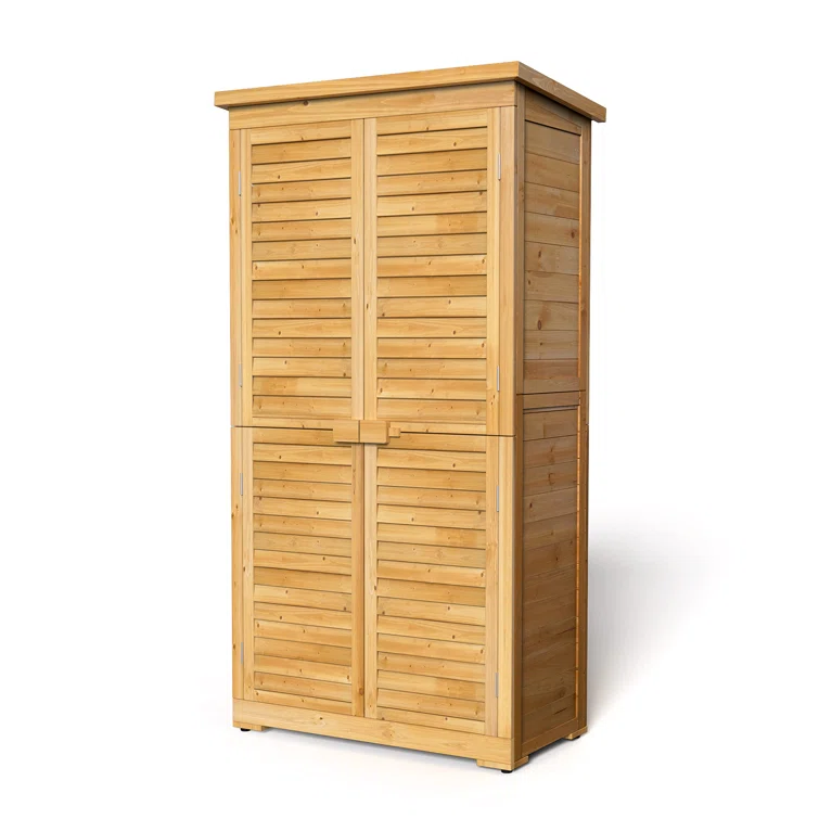 Aiho 3 ft. W x 1 ft. D Solid Wood Vertical Storage Shed