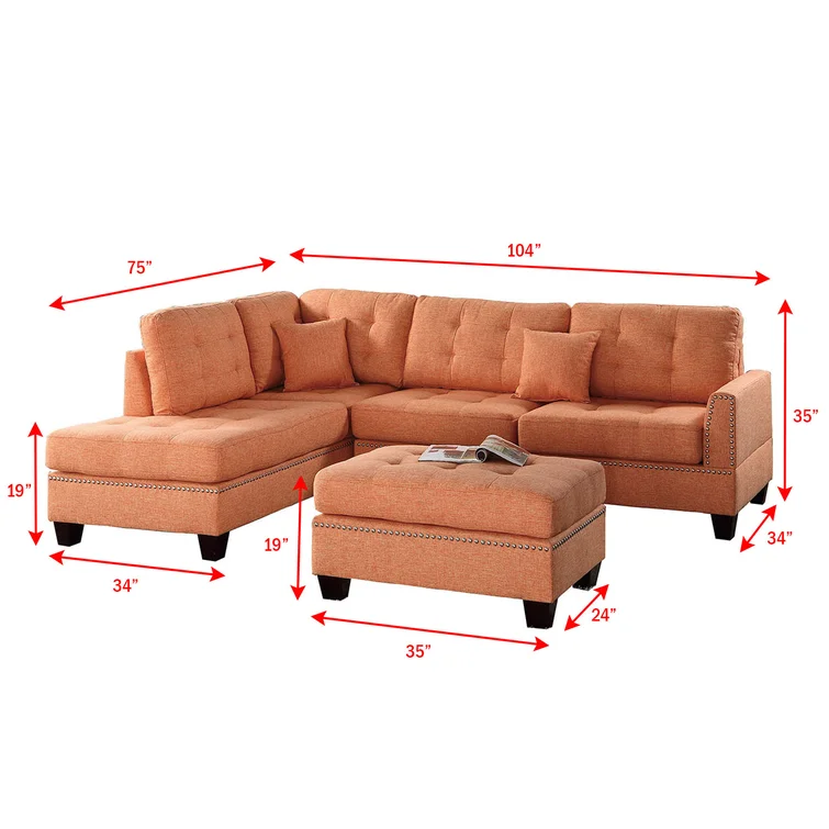 Romulus 3 - Piece Upholstered Sectional