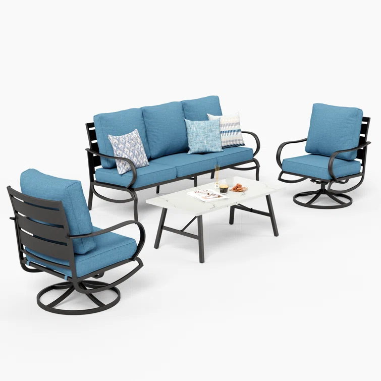 Tapasi 5-7 - Person Patio Conversation Set with Swivel Lounge Chairs & Sofa
