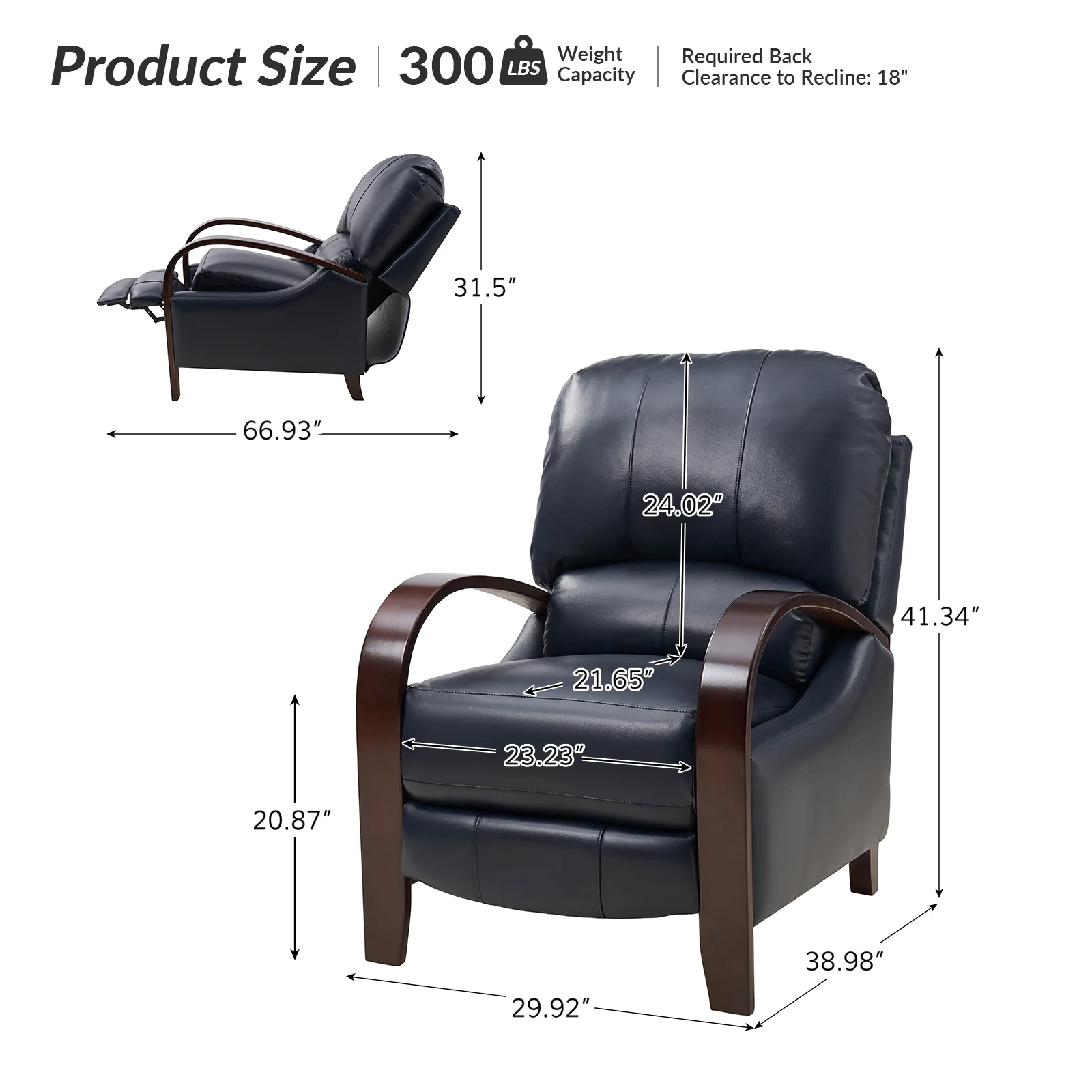 Melisa Genuine Leather Manual Recliner