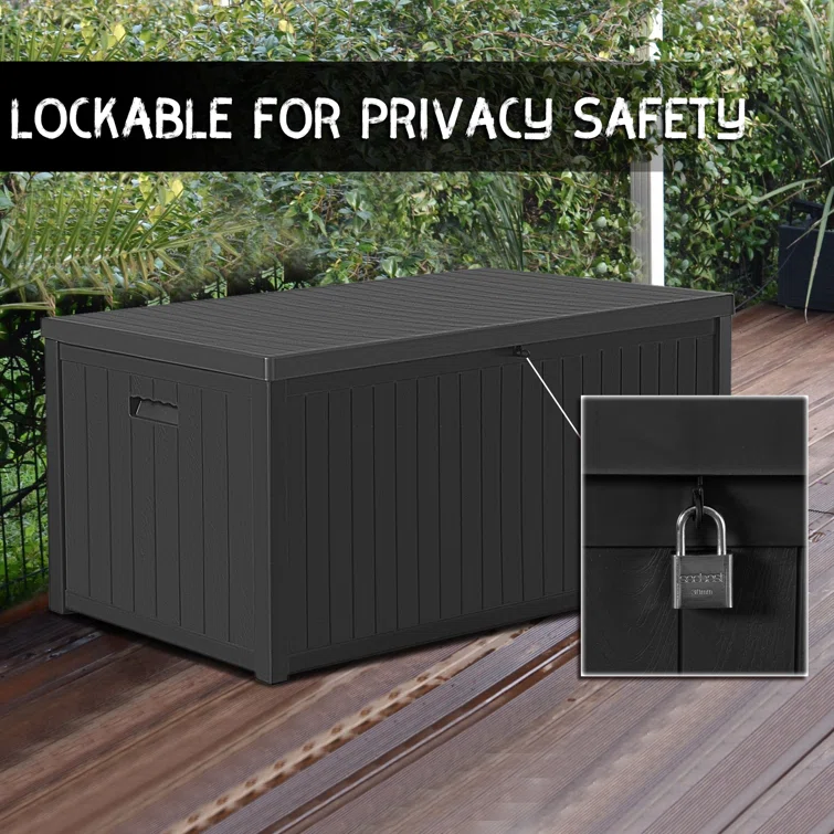 FOREST HOME 120 Gallon Water Resistant Resin Lockable Deck Box in Black