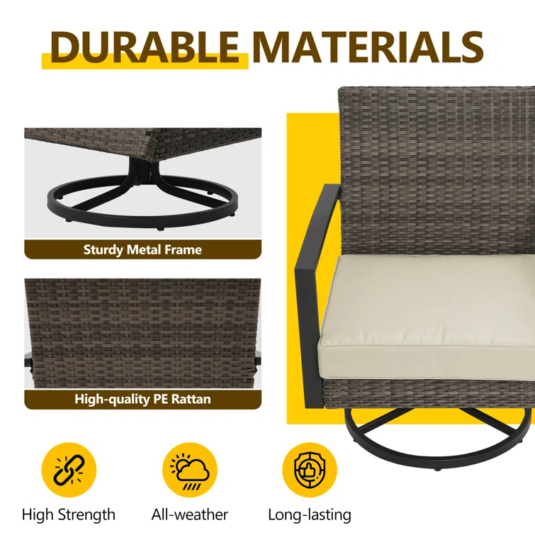 Patio Swivel Dining Chairs Set With Cushions