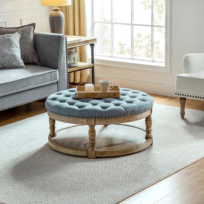 Danilynn Tufted Round Cocktail Ottoman Coffee Table