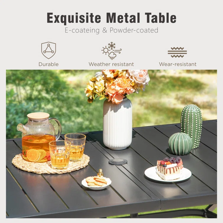 Alyah 6 - Person Rectangular Outdoor Dining Set with Cushions